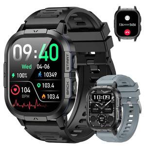 lot 12296 image: Smart Watch for Men Fitness Tracker Waterproof Military Digital Mens Watches Running Make Answer Call Smartwatch Android Phone iPhone Samsung Compatible Sleep SpO2 Heart Rate Monitor Step Pedometer