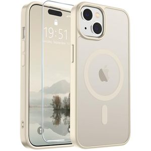 lot 12297 image: SUPFINE Magnetic for iPhone 15 Case (Compatible with MagSafe) (Military Grade Drop Protection) Slim Translucent Matte Shockproof with Anti-Fingerprint Phone Case,Antique White