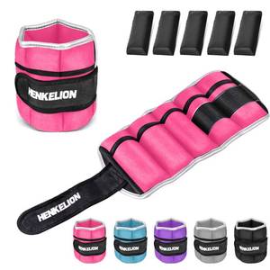 lot 12301 image: Henkelion Adjustable WristAnkle Weights 1 Pair 6 Lbs For Women Men Kids, Strength Training Set For Gym, Fitness Workout, Running, Lifting Exercise Leg - each 3 Lbs Pink
