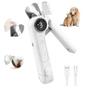 lot 12310 image: 2-in-1 Dog Nail Clippers and Grinder, Electric Dog Nail Trimmer for Large Medium Small Dogs & Cats with 3 Speeds, USB Rechargeable, Quick Sensor, Splash Guard & LED Lights, Safe & Painless (White)