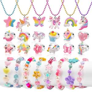 lot 12327 image: Kids Jewelry for Girls 4-6, Little Girls Play Jewelry Set for Toddlers Age 3-5 6-8, Childrens Princess Costume Dress Up Necklace Bracelets Rings, Unicorn Birthday Gifts for 3 4 5 7 6 8 Year Old