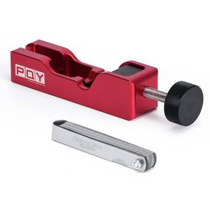 lot 12329 image: PQY Universal Spark Plug Gap Tool with 32 Blades Steel Feeler Gauge for Most 10mm 12mm 14mm 16mm Spark Plugs Red
