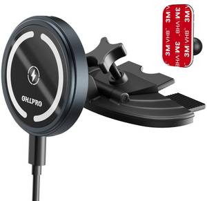 lot 12341 image: OHLPRO 15W Magsafe Car Mount Charger for iPhone 17, Fast Wireless Charging Magnetic CD Slot Holder with 3M Adhesive Base for Dashboard, Aluminum Shell, Compatible with iPhone 16 15 14 Series, Gray