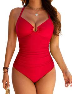 lot 12347 image: BMJL Swim Suits for Women 2025 One Piece Bathing Suit Tummy Control Crisscross Back Swimwear(M,Red)