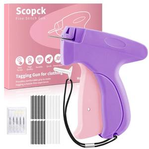 lot 12350 image: Stitch Gun for Clothes - Handheld Stitch Gun Quick Clothing Fixer - Tagging Gun - Includes 6 Needle, 1000 Black Fasteners & 1000 White Fasteners
