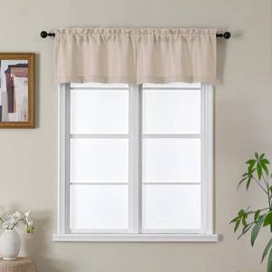 lot 12360 image: Gwine Linen Valance Curtains for Windows, Light Filtering Faux Linen Textured Valance Kitchen Curtains with Rod Pocket, Small Curtain for Bathroom Basement RV Camper, Each 30 Wx14 L, 2PCS