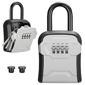 lot 12373 image: Puroma Lock Box, Key Lock Box Wall Mount & Portable Combination Lockbox with Resettable Code, Security Lockbox for Outside House Keys, Apartment Realtors Spare Keys Storage (1 Pack, Gray)