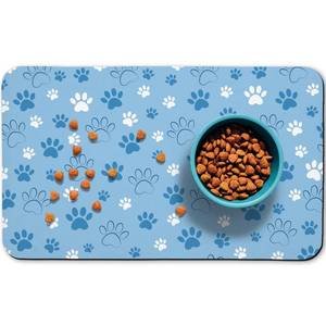 lot 12383 image: Dog Food Mat, Absorbent Water Bowl Mats Cat Pet Feeding Placemats Blue 12  20 inch