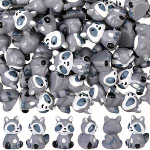 lot 12389 image: Seenelling 50 Pcs Mini Raccoon Figurine Bulk Resin Miniature Tiny Animals Figures Small Little Cute Raccoon Home Decor for Cabin Lodge Rustic Cake Toppers Desktop Home Decor(Sit)