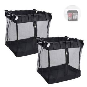 lot 15106 image: 2Pcs Large Slatwall Baskets Mesh Slatwall Baskets with Zipper Mounted Storage Baskets Hanging Slatwall Accessories for Shops Rooms Storage Display Organizing(16  12  16inch)