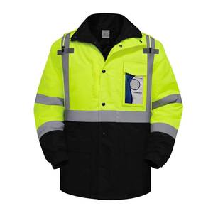 lot 15126 image: TCCFCCT High Visibility Jacket Warm Reflective Jackets for Men, Hi Vis Jacket for Men Construction, High Vis Safety Jackets for Cold Weather, Waterproof Rain Gear, Long J-Yellow, L