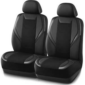 lot 15131 image: Road Comforts Car Seat Cover, Leather Mesh Front Seat Cover, Universal Fit for Most Cars, SUVs, Trucks, and Vans, Airbag Compatible - Black