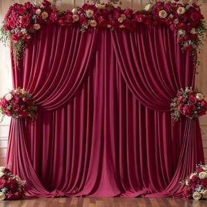 lot 15135 image: 16x10FT Burgundy Backdrop Curtains for Wedding Parties, Wrinkle Free Polyester Photography Backdrop Drapes for Wedding Baby Shower Birthday Parties Stage Background Stand Decorations 4x10ft,4 Panels