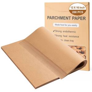 lot 15137 image: 200Pcs Parchment Paper,12x16 Inches Non-Stick Precut Parchment Paper Sheets,Unbleached,Parchment For Baking Sheets,Fryer, Cooking,Oven,Perfect for Bread, Cakes, Barbecue