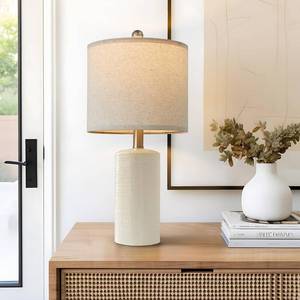 lot 15139 image: G-SAFAVA 20.25 Small Single Table Lamp for Bedroom Modern Ceramic Nightstand Lamp Farmhouse Bedside Lamp Boho Living Room Lamp White End Side Table Lamp