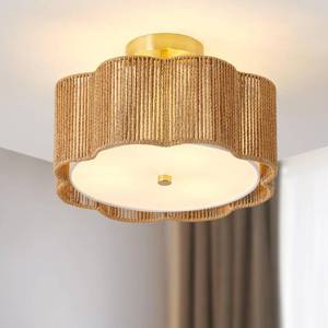 lot 15140 image: Giutna Rattan Ceiling Light Fixtures Flush Mount,3-Light Boho Light Fixtures Ceiling Mount for Bedroom,Close to Ceiling Light Modern Rattan Chandelier Lighting for Hallway Kitchen Dining Room(Yellow)