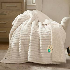 lot 15141 image: Bedsure ComfyFleece�� Waterproof Dog Blankets for Large Dogs - Soft Pet Cat Blanket Corduroy Fleece for Couch Bed Protector Washable, Cozy Calming Reversible Furniture Protection,50x60, Cream