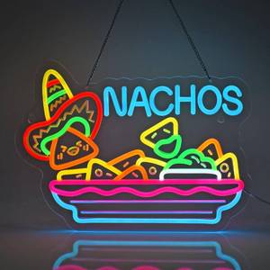 lot 15151 image: JULHOVR Nachos Neon Sign, Neon Lights Hanging Wall Art Decoration for Business Restaurant Store Shop Market Food Truck Home Decor, USB Powered Ultra Bright Dimmable,15.75�11.8inches