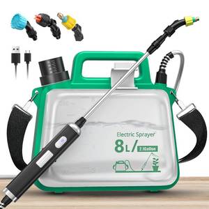 lot 15159 image: Battery Powered Sprayer 2.1 Gallon,2025 New Electric Garden Sprayer with USB Rechargeable Handle,3 Mist Nozzles, Retractable Wand, Adjustable Shoulder Strap,Weed Sprayers in Lawn & Garden