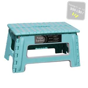 lot 15166 image: Folding Step Stool - 9 Height - Holds up 300 Lbs Lightweight Foldable Stepping Stool is Sturdy Enough to Support Adults & Safe Enough for Kids. Skid Resistant and Open with one Hand