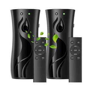 lot 15170 image: 2-Pack Automatic Air Freshener Spray Dispenser with Remote Control,Wall MountedFree Standing for Commercial Use,Multiple Time ScentMist Release Settings for RoomRestroom (Black, Standard)