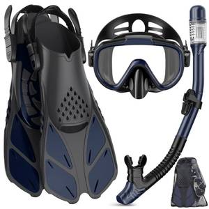 lot 15178 image: Ubekezele Snorkeling Gear for Adults Men Women,4 in 1 Snorkel Set with Panoramic View Diving Mask Anti-Fog Anti-Leak,Dry Top Snorkel,Fins and Travel Bag for Swimming,Snorkeling and Travel Diving