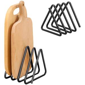 lot 16008 image: Suclain Cutting Board Organizer, Triangle Cutting Board Rack Black Metal Chopping Sheet Holder, Pots Pan Lids Cookie Sheet Organizer for Cabinet Countertop Shelf, 3.94 x 3.94 x 3.54 in