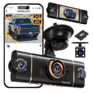 lot 16018 image: 4K1080P3 FHD 4 Channel 360° Dash Cam, Front Rear Inside Left Right Car Camera, 5GHz WiFi App Control, 8 IR Lamps Night Vision, 24H Parking Mode, G-Sensor, Loop Recording, 64GB SD Card Included
