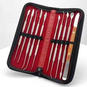 lot 16019 image: 10 PCS Dental Wax Carving Tools Stainless Steel Waxing Modeling Kits with Case, Wax Carvers Set, Plaster Knife Metal Clay Sculpting Pottery Sculpture Tools Double Ended Tools