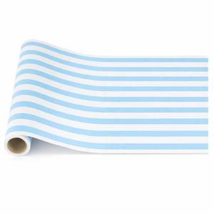 lot 16033 image: AmazingSpark Light Blue Striped Table Runner Roll - Disposable Paper Cabana Striped Table Runner for Birthday Wedding Carnival Christmas Party Kitchen Dining Tabletop Decoration(25 Long X 16 Wide)