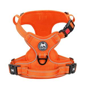 lot 16054 image: PoyPet No Pull Dog Harness, No Choke Reflective Dog Vest, Adjustable Pet Harnesses with Easy Control Padded Handle for Small Medium Large Dogs(Orange Matching Trim,S)