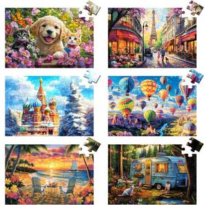 lot 16083 image: 6 Packs 36 Large Piece Puzzle for Seniors,Dementia Alzheimers Products Activities for Elderly Adults,Easy Puzzle Alzheimer��s Memory Cognitive Game Gift for Patient in Nursing Home with 6 Storage Bags