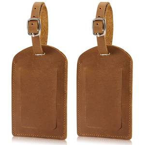 lot 16095 image: Ringsun Genuine Leather Luggage Tag for Suitcases ID Tags Bag Tags for Luggage (2 Pack)