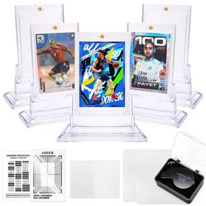 lot 16102 image: AHIER Card Grading Kit with Centering Grading Tool, 40X Magnifying Tool, 5P Magnetic Card Holders with Base, 100 Pack Sleeves, 2P Cleaning Cloth