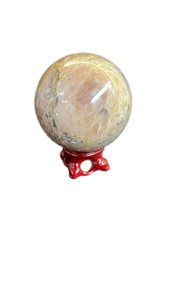 lot 16107 image: Rose Quartz Sphere with Red Stand