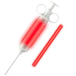 lot 16108 image: Light Up Injector Prop with 2 Glow Sticks �� Spooky Halloween Costume Accessory for Mad Scientist, Plague Doctor & Haunted House Decor (Red)