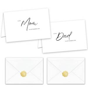 lot 16110 image: Set of 2 To My Mom and Dad On My Wedding Day Cards, Wedding Day Card Set for Parents from Bride or Groom, Blank Inside 300 gsm 6x4 Cards with White Envelopes and Gold Seals, Sentimental Keepsake Gift