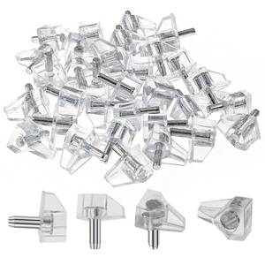 lot 16451 image: suiwotin 30pcs 3mm  18 Inch Shelf Support Peg, Clear Plastic Cabinet Shelf Pins, Shelf Supports Pins for Closet, Kitchen, Furniture Shelves Holder Pegs
