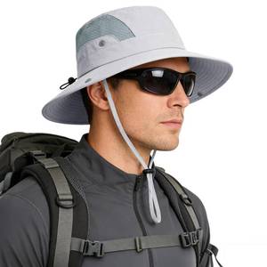 lot 16456 image: Sun Hat for Men Women UV Protection Wide Brim Fishing Hats Breathable UPF 50 Boonie Bucket Hats Beach Safari Hiking Garden Light Grey