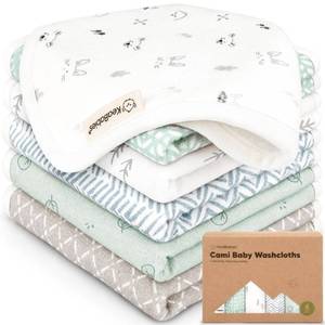 lot 16470 image: 6-Pack Cotton Baby Washcloths for Newborn - Organic Cotton Muslin Soft Wash Cloths for Babies, Infant, Kids, Toddler Towels for Boy, Girl, Super Absorbent Face Cloths, Scratch-Free Baby Rags (Nordic)