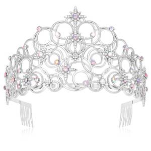lot 16471 image: Uintoon Princess Crown Tiaras for Women Girls, Silver Bubble Tiara Crystal Queen Crown Headband, Prom Birthday Party Wedding Halloween Costume Accessories for Women