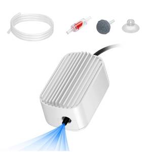 lot 16473 image: Novique Quiet Aquarium Air Pump 3W Fish Tank Oxygen Aerator Pump with Air Stone Airline Tubing Check Valve Aquarium Bubbler for 3-20 Gallon Fish Tanks