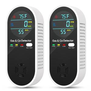 lot 16474 image: 4-in-1 Natural Gas Leak Detector & Carbon Monoxide Detectors with Natural, Propane, Co & Gas Leak Detector - Carbon Monoxide Detectors Plug in -Temperature & Humidity Detectors for Home, RV (2 Packs)