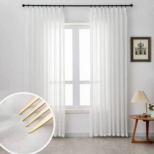 lot 16487 image: LUGOTAL Pinch Pleated Off White Sheer Curtains 90 Inch Length 2 Panels for Living Room Bedroom Lightweight Light Filtering Semi Sheer Chiffon Curtains for Sliding Glass Door, W52 x L90