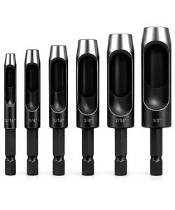 lot 16495 image: UNCO- Leather Hole Punch Drill Bit Set, 6 pcs, 316 14 516 38 716 12, Carbon Steel, Hex Shank Leather Punch Tool Bits for Power Drill, Belt, Strap, Fabric & DIY Craft Work