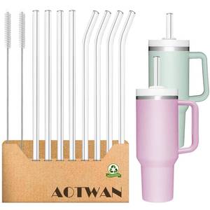 lot 16496 image: AOTWAN Glass Straws for Stanley 10 Pack 4030 oz Tumbler,12inch Replacement Straw for Stanley 4 Straight and 4 Bent with 2 Brushesh,Reusable Glass Straws for Stanley Cup