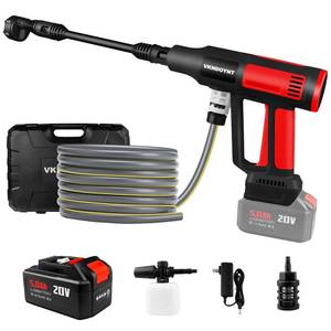 lot 17219 image: Cordless Pressure Washer, 2000PSI MAX Portable Pressure Washer with Brushless Motor, 5.0Ah Battery, 4 Speed Adjustment LCD Touch Screen, 6-in-1 Nozzle, No Faucet & Garden Hose Connectors