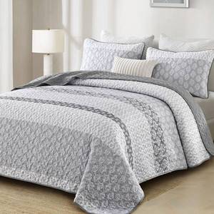 lot 17232 image: Boho Quilt Set Queen Size Gray Farmhouse Quilt Bedding Set Striped Lightweight Summer Bedspread Coverlet Bedding Set 96x90 (3 Pieces)
