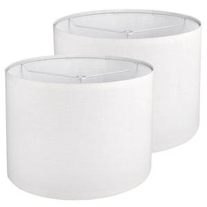 lot 17252 image: Drum Lamp shades Set of 2, White Line Lamp Shades for Table Lamps Floor Lamp, 13 Top X 13 Bottom X 10 High Large Fabric Lamp Shades, Easy Assembly Replacement Lampshades