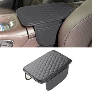 lot 18323 image: Tioollev Car Armrest Box Cover Diamond Quilted Grade Leather Console Organizer Car with Side Storage Pocket Universal Vehicle Middle Console Cover, Most Vehicle, SUV, Truck. (Gray)